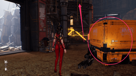 箱をハシゴの下に移動させる