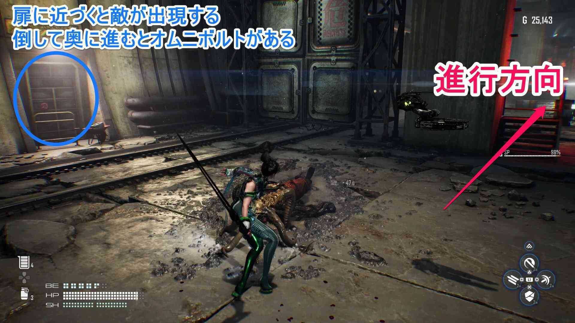 近づくと敵が出現する扉の画像