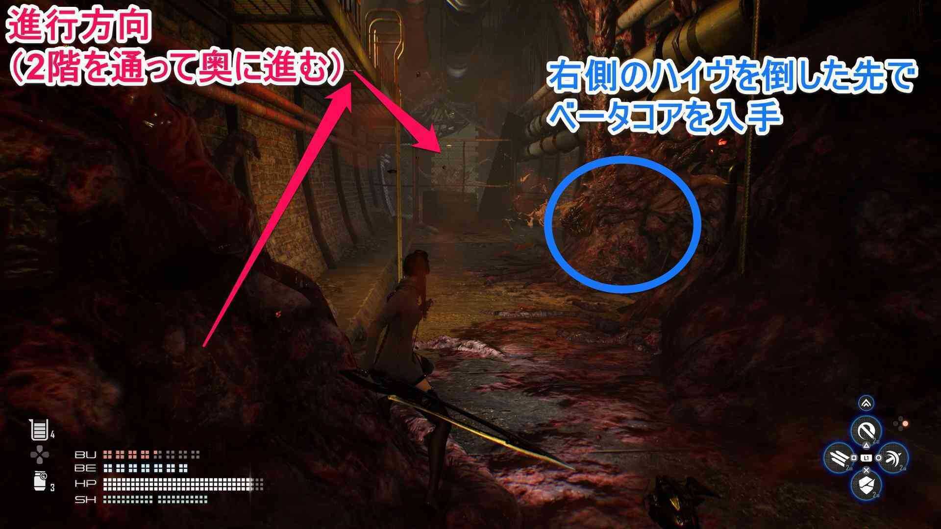 ハイヴの奥にベータコアがある場所の画像