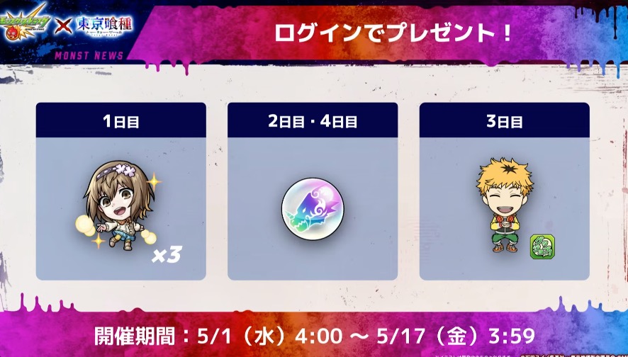 東京グールコラボログインボーナス
