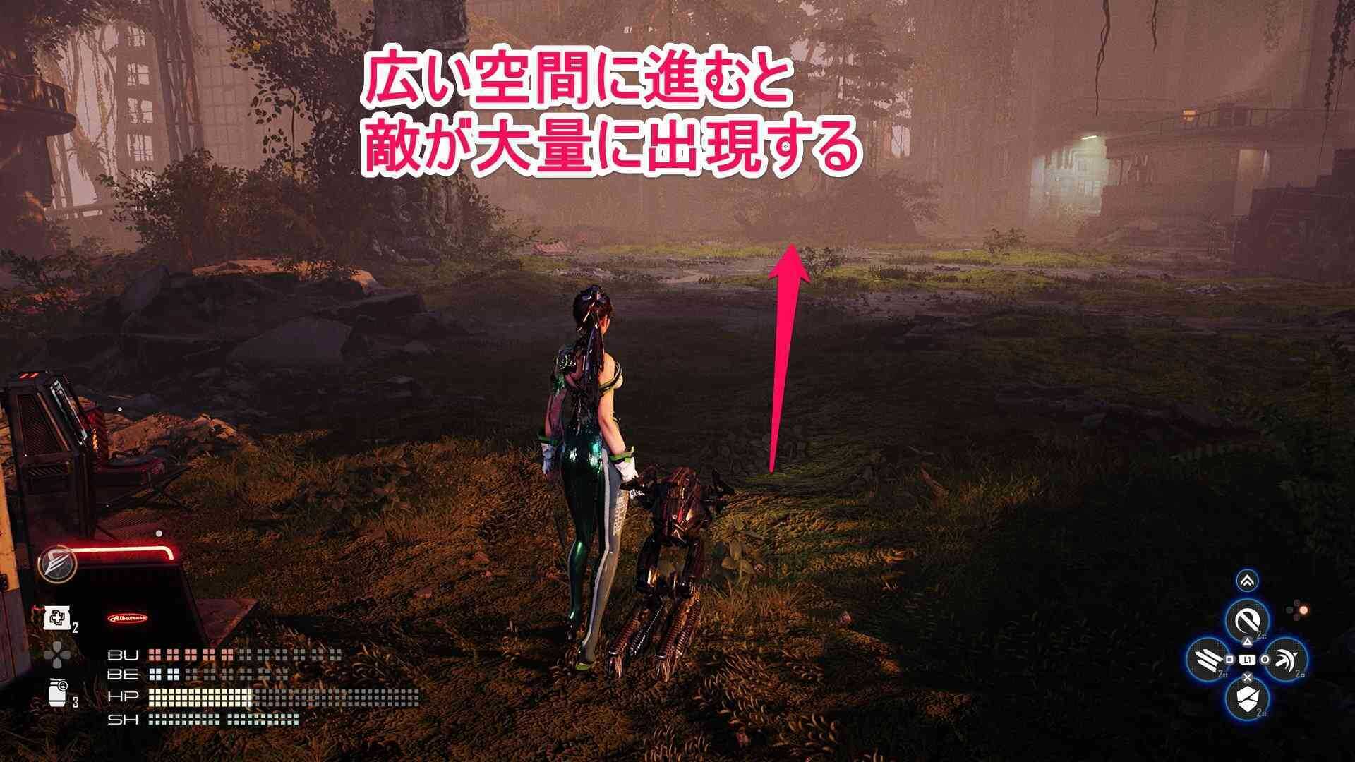 敵が大量に出現する場所の画像