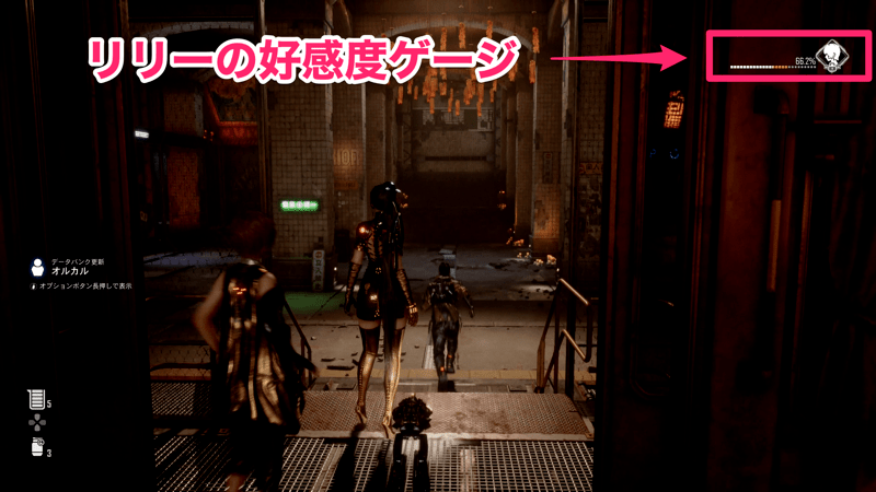 リリーの好感度ゲージが鍵になる