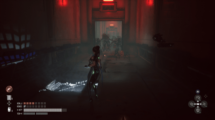 通路の奥から大量の敵が出現する画像