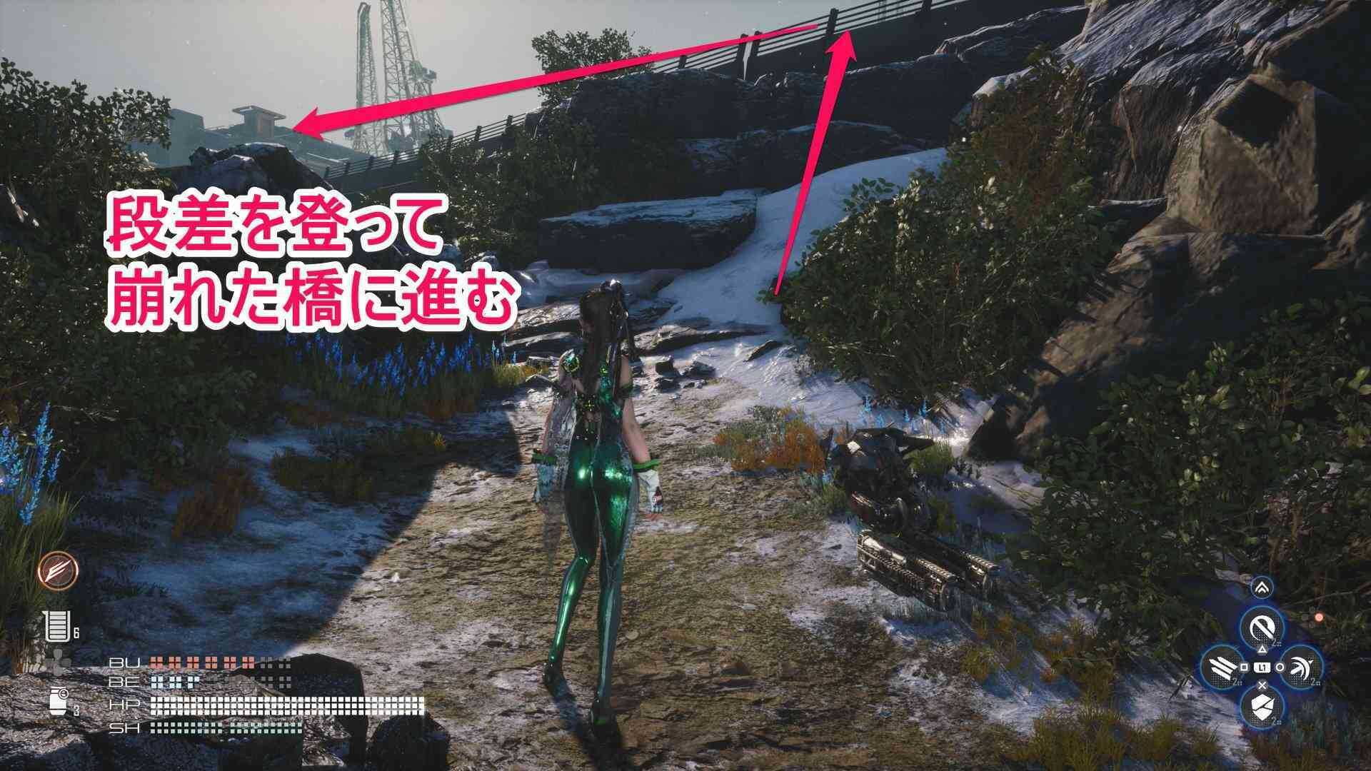 崩れた橋に進む場所の画像