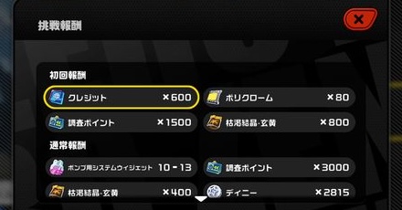 零号ホロウの初回クリア報酬