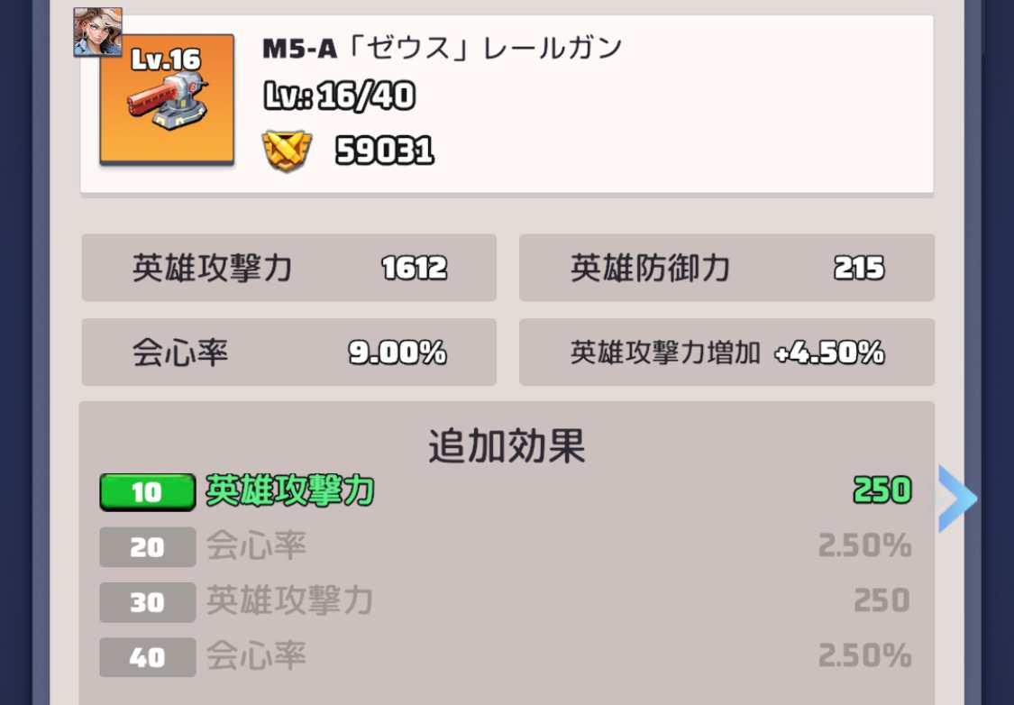 レベルによってステータスが上昇して追加効果を獲得